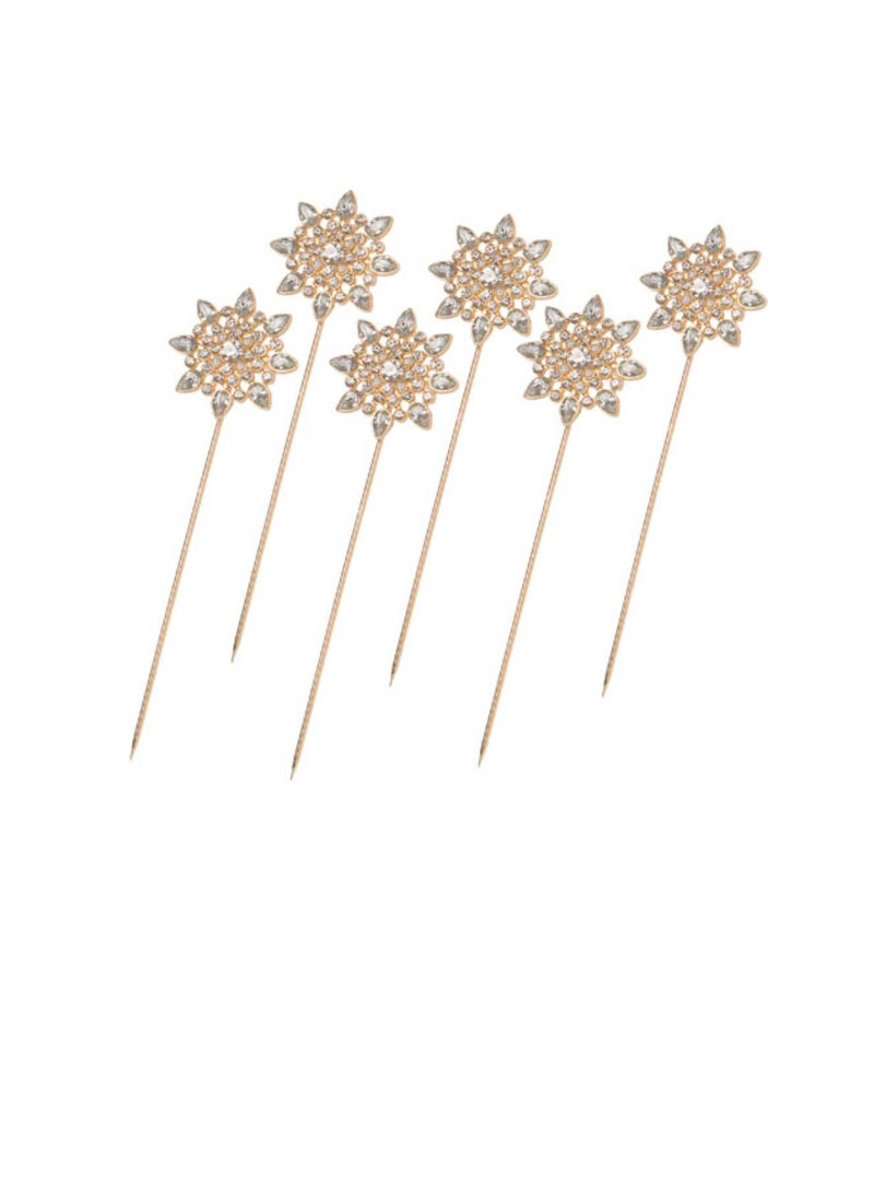 مجوهرات David Tutera ™ Bouquet: دبابيس باقة Starburst الذهبية ، 6 قطع - Image 3