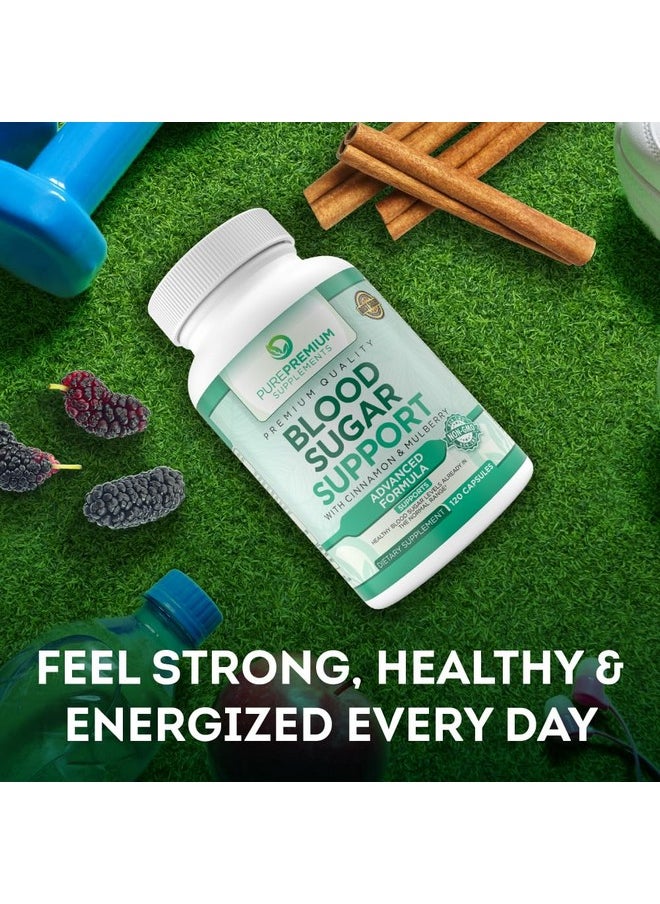 PUREPREMIUM SUPPLEMENTS - PurePremium Supplements Blood Sugar Support - Cinnamon Supplements to Support Blood Sugar Levels Already in The Normal Range - Capsules with Bitter Melon, Mulberry, Zinc, Biotin, Vitamin C - 120 Count - Image 1