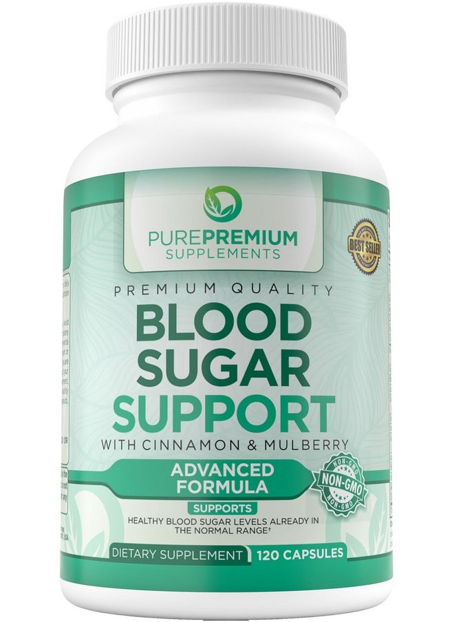 PUREPREMIUM SUPPLEMENTS - PurePremium Supplements Blood Sugar Support - Cinnamon Supplements to Support Blood Sugar Levels Already in The Normal Range - Capsules with Bitter Melon, Mulberry, Zinc, Biotin, Vitamin C - 120 Count - Image 1