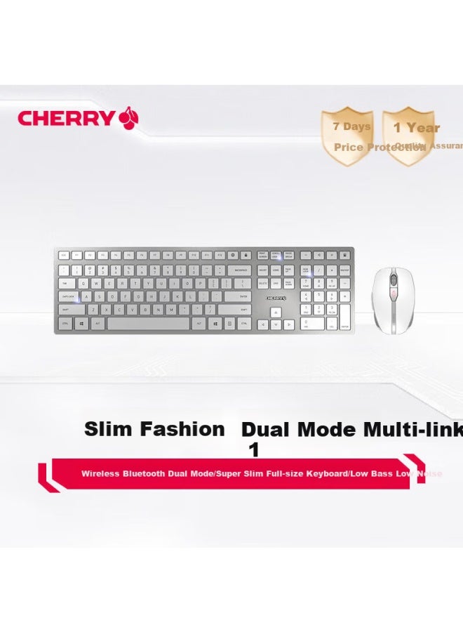 Cherry Dw9100 Wireless Keyboard And Mouse Set, Wireless Bluetooth Dual Mode Keyboard Mouse, Computer Keyboard, Office Business Sx Scissor Foot Ultra-thin Keyboard, Rechargeable Silver - Image 1