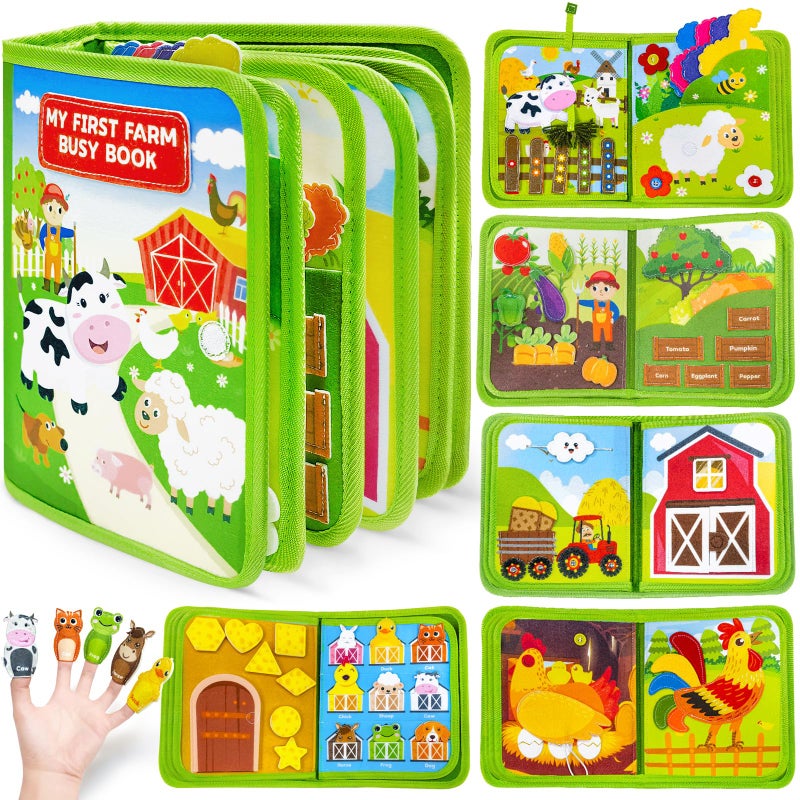 Gagule Busy Book for Toddlers 13 Montessori Toys for 1 2 Year Old Boy Girl Birthday Gifts Busy Board Educational Learning Toys for 1 Year Old Toddler Airplane Travel Toy Farm Animals Activity Books - Image 2
