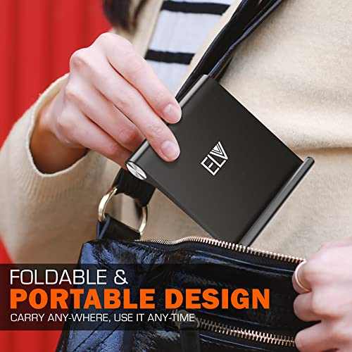 ELV Foldable, Portable, Tablet/Phone Stand. Compatible Phone Holder for iPhone, Android, Samsung, Oneplus, Xiaomi, Oppo, Vivo, Asus. Perfect for Bed,Office, Home,Gift and Desktop (Black) Tabletop - Image 5