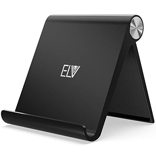 ELV Foldable, Portable, Tablet/Phone Stand. Compatible Phone Holder for iPhone, Android, Samsung, Oneplus, Xiaomi, Oppo, Vivo, Asus. Perfect for Bed,Office, Home,Gift and Desktop (Black) Tabletop - Image 1