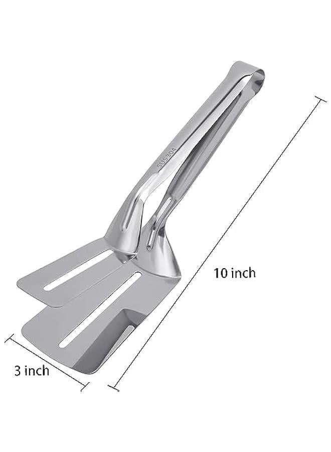 هوكور مشابك شرائح اللحم 3 في 1 من ساب وولف، ملعقة مسطحة مزدوجة الجوانب، 10 انش متعددة الوظائف من الستانلس ستيل لقلب الطعام لتقطيع اللحم البقري والخبز والهامبرغر واللحوم والشواء (عبوة من قطعتين) - Image 2