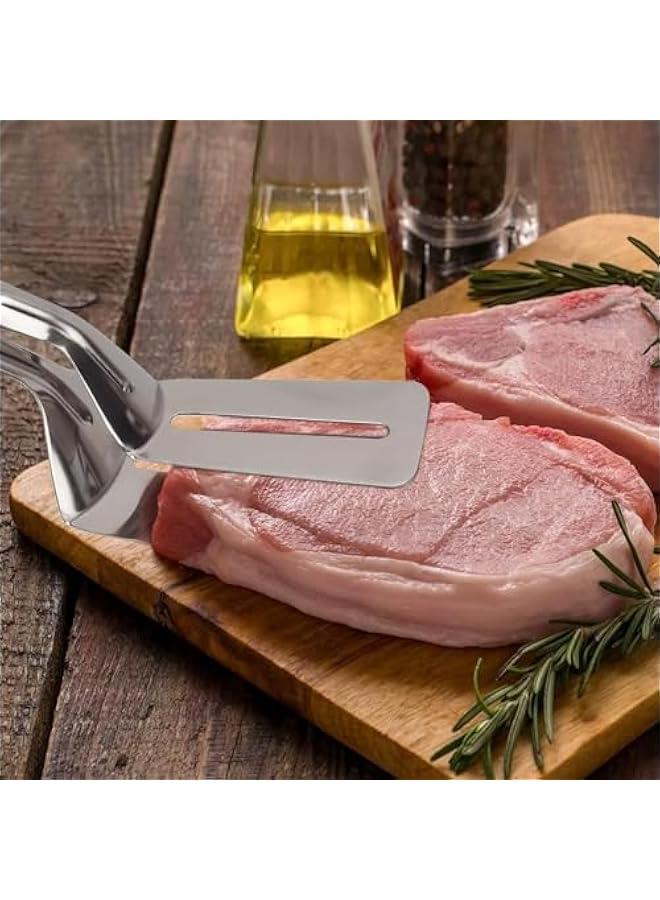 هوكور مشابك شرائح اللحم 3 في 1 من ساب وولف، ملعقة مسطحة مزدوجة الجوانب، 10 انش متعددة الوظائف من الستانلس ستيل لقلب الطعام لتقطيع اللحم البقري والخبز والهامبرغر واللحوم والشواء (عبوة من قطعتين) - Image 5