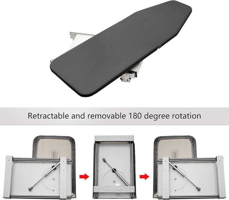 Volo Retractable Pull Out Clothes Ironing Board for Wardrobe or Small Space 180 Swivel Foldable Ironing Station with Heat Resistant Cover - Image 5