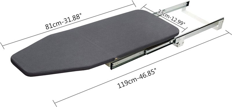 Volo Retractable Pull Out Clothes Ironing Board for Wardrobe or Small Space 180 Swivel Foldable Ironing Station with Heat Resistant Cover - Image 2