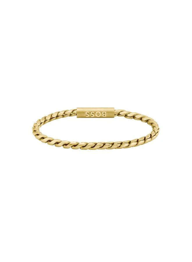 BOSS  Doran Collection Chain Bracelet For Men In Yellow Gold With An Engraved Plaque - 1580696 for Men | Best Price UAE