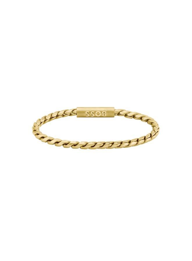 BOSS Doran Collection Chain Bracelet For Men In Yellow Gold With An Engraved Plaque - 1580696 - Image 4