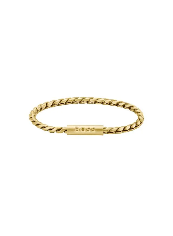 BOSS  Doran Collection Chain Bracelet For Men In Yellow Gold With An Engraved Plaque - 1580696 for Men | Best Price UAE