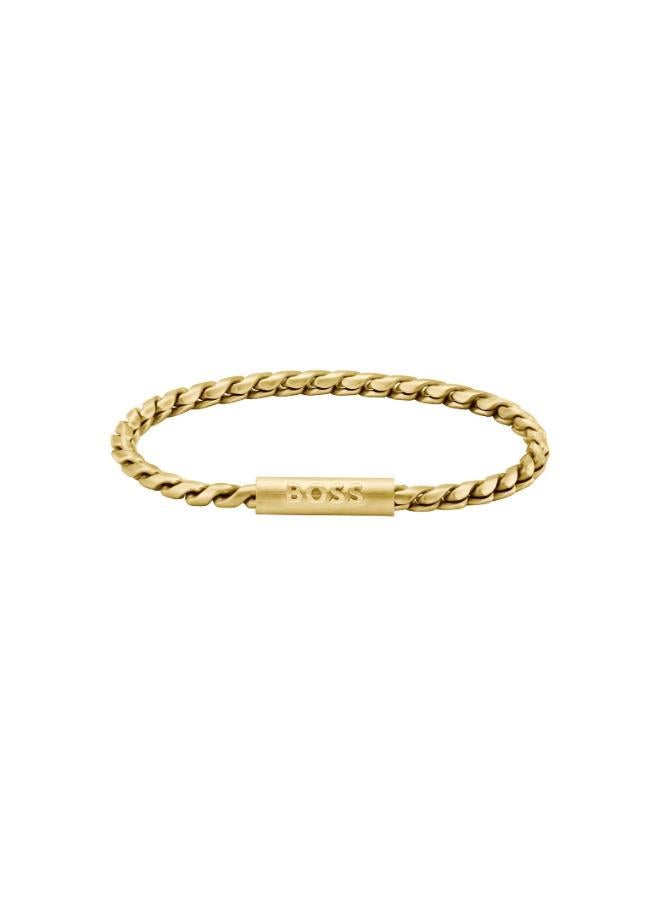BOSS Doran Collection Chain Bracelet For Men In Yellow Gold With An Engraved Plaque - 1580696 - Image 3