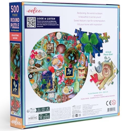eeBoo 500 Piece Puzzle Collecting Nature Jigsaw Puzzle for Adults Circular with 23 Diameter Made with Recycled Board VegetableBased Ink - Image 5