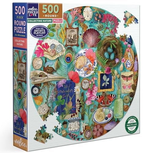 eeBoo 500 Piece Puzzle Collecting Nature Jigsaw Puzzle for Adults Circular with 23 Diameter Made with Recycled Board VegetableBased Ink - Image 1