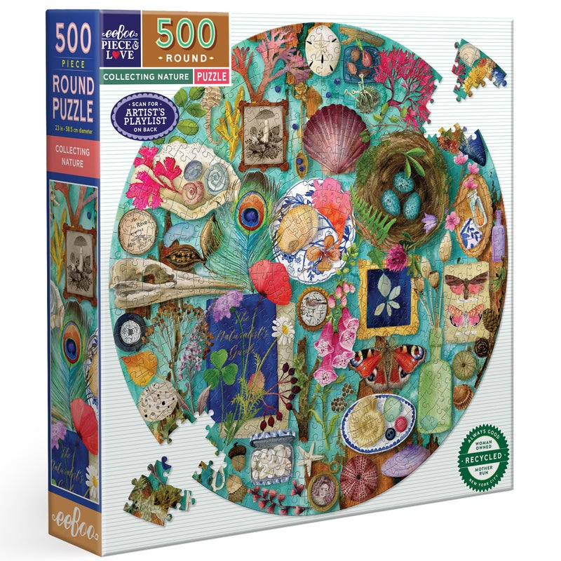 eeBoo 500 Piece Puzzle Collecting Nature Jigsaw Puzzle for Adults Circular with 23 Diameter Made with Recycled Board VegetableBased Ink - Image 2