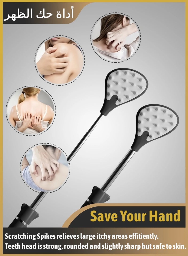 Extendable Stainless Steel Back Scratcher with Massage Roller - Adjustable 27-61cm Body Itch Reliever for Adults, Unisex Gift with Non-Slip Rubber Handle - Image 4