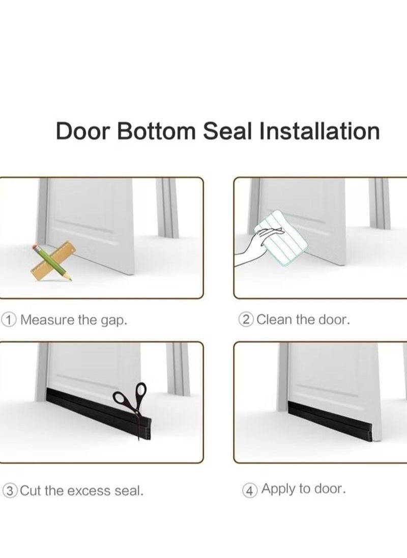 KASTWAVE Adhesive Under Door Sweep Weather Stripping Soundproof Rubber Bottom Seal with Wider Strong for Interior Exterior Doors Guard Against Drafts Dust Noise Animals (1M Black)  - Image 5