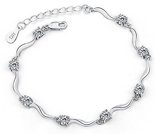 YouBella Jewellery Silver Plated Charm Bracelet Bangle For Girls and Women (Crystals 1) - Image 1