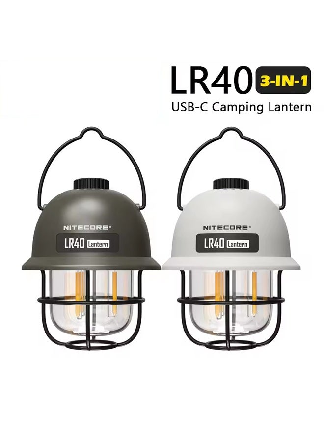 NITECORE NITECORE 2-in-1 LR40 Camping Light Power Bank 100 Lumen 3 Light Sources Portable LED USB-C Rechargeable Camping Tent Lantern  - Image 2