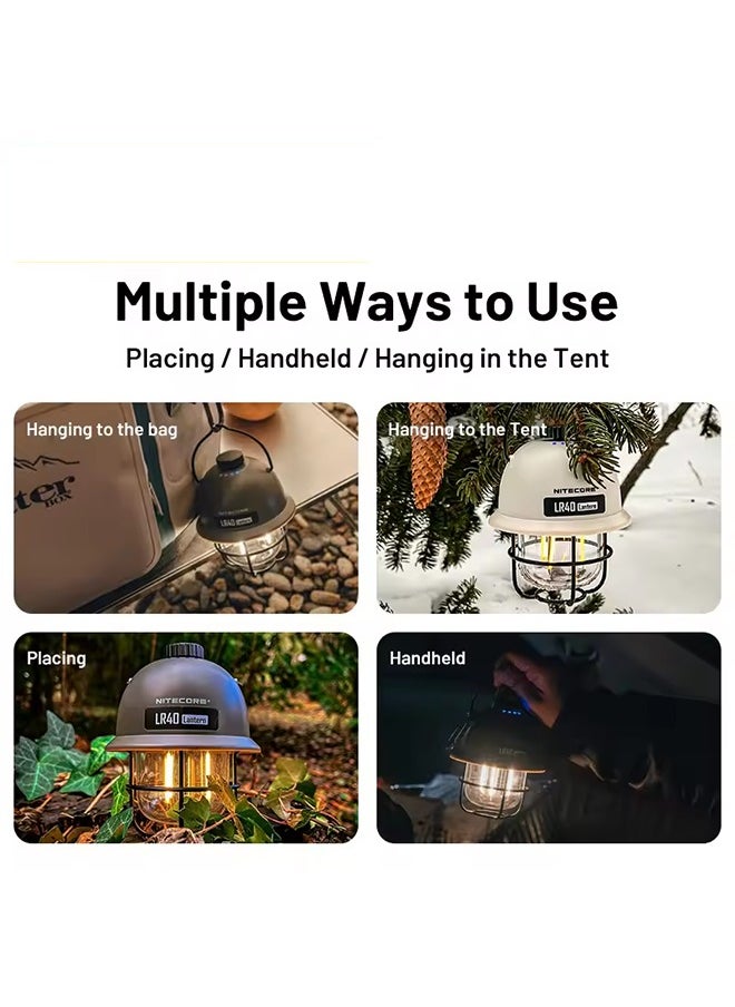NITECORE NITECORE 2-in-1 LR40 Camping Light Power Bank 100 Lumen 3 Light Sources Portable LED USB-C Rechargeable Camping Tent Lantern  - Image 5