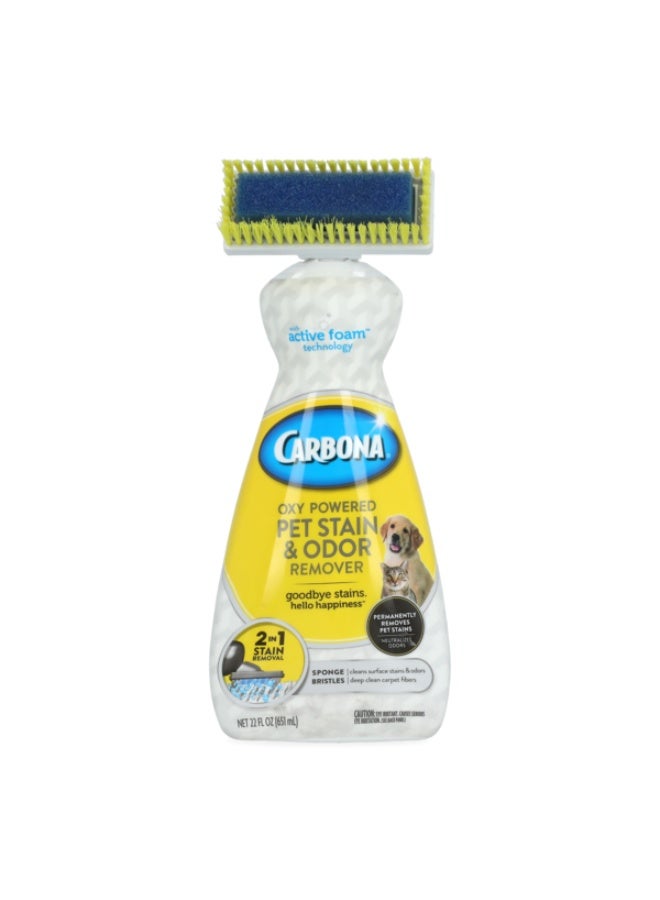 CARBONA Oxy Powered Pet Stain and Odor Remover with Built-In Brush Applicator Clear 651ml - Image 1