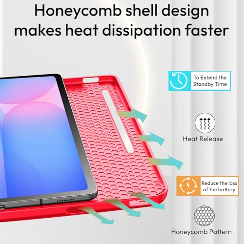 Robustrion Cover for Samsung Galaxy Tab S10 Lite 10.9" / Tab S9 FE/Tab S10 FE/Tab S9 11" with [S Pen Holder], Flip Case for Samsung Tab S10 Lite /S10/S9 FE Tablet Cover [Auto Sleep Wake] - Red - Image 5