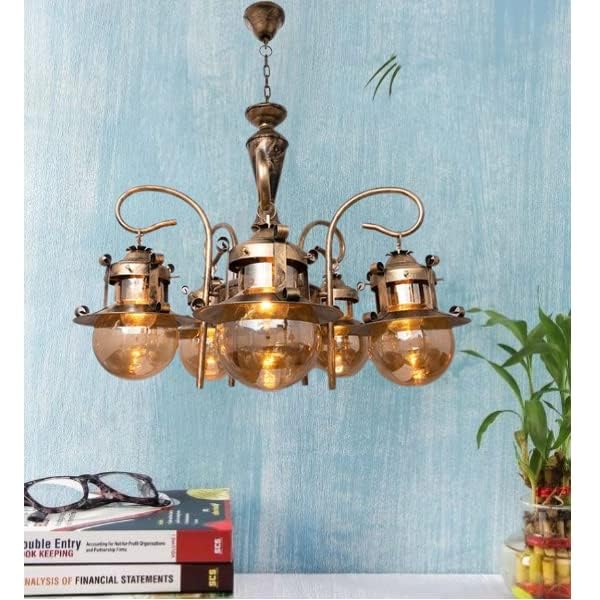 kinis 5 Light Contemporary Doom Design Golden Antique Jhoomar/Chandelier/Jhoomar Hanging Light/Jhoomar Ceiling Light to Décor Home/Living Room/Bedroom/Office/Dining/Cafe/Restaurants - Image 3