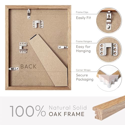 wallwisy 4x6 Picture Frame, Solid Oak Wood 4x6 Picture Frames with Mat to 3x5(Openning Size is 2.75x4.75), Natural Oak 6x4 Frame, Set of 2 - Image 4