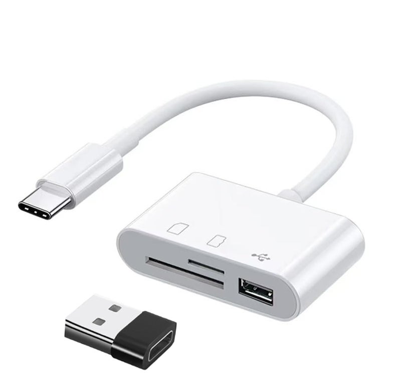 3 in 1 USB C SD Card Reader, USB C to SD/Micro SD/USB 3.0 Adapter, TF Memory Card Reader Compatible with Type C Devices such as Samsung, Huawei, MacBook, Laptop, Tablet