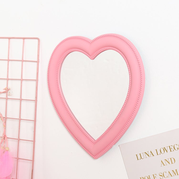 Pink Love Desktop Makeup Mirror Hanging Mirror Dual-Use Girl'S Cute Heart Shape Makeup Mirror Girl'S Heart Korean Style - Image 3