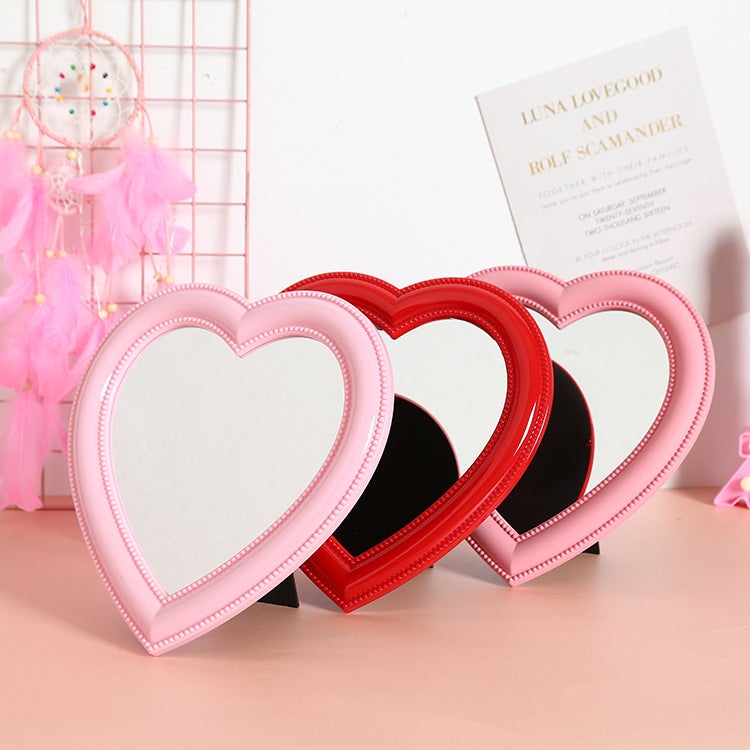 Pink Love Desktop Makeup Mirror Hanging Mirror Dual-Use Girl'S Cute Heart Shape Makeup Mirror Girl'S Heart Korean Style - Image 5