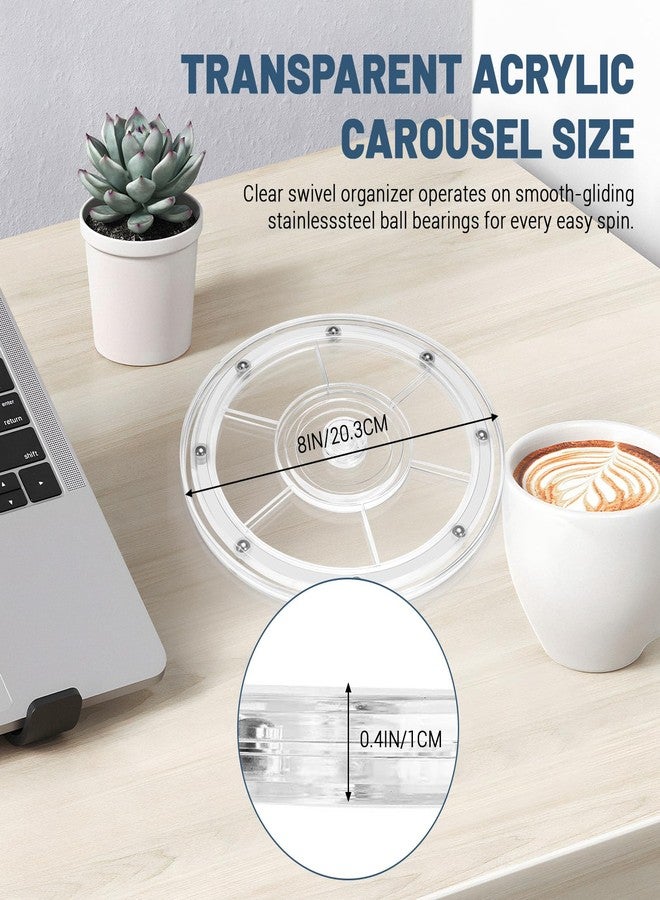 Bagentry 8 Inch Plastic Lazy Susan Turntable, 360° Small Clear Turntable Organizer, Transparent Ball Bearing Rotating Swivel Spinning Tray Plate for Refrigerator Table Spice Cake - Image 2
