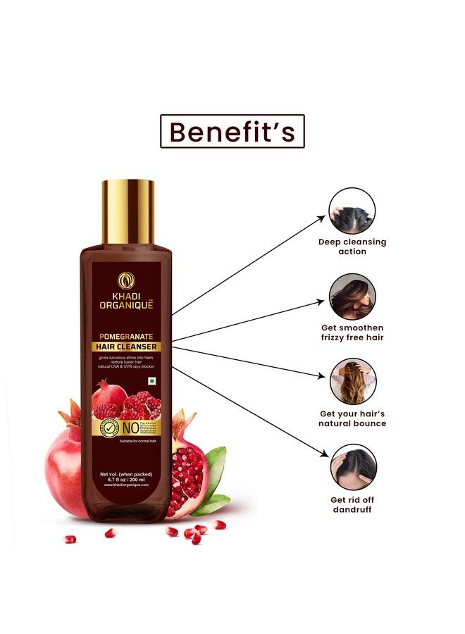 Khadi ORGANIQUE Pomegranate Hair Cleanser Natural Uva & Uvb Rays Blocker (Sls & Parabeen Free) 200Ml - Image 4