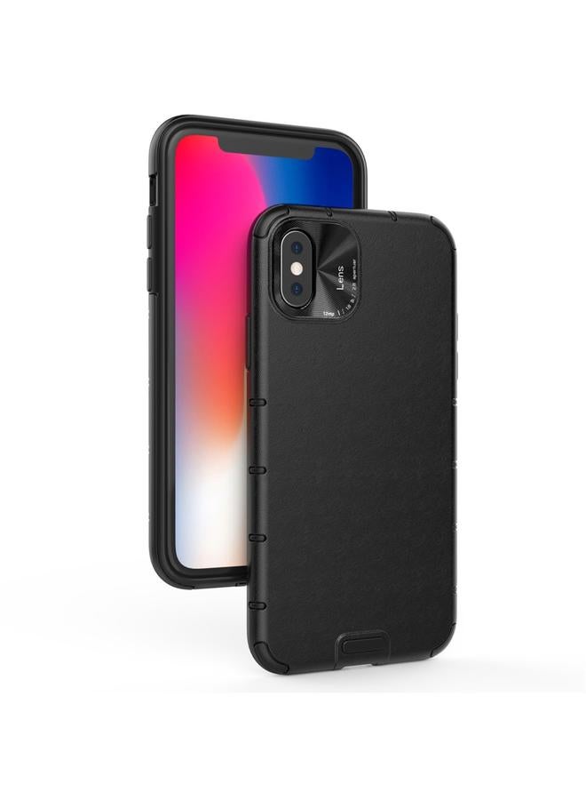 اس-توب جراب لهاتف iPhone XS Max مصنوع من الجلد المحبب المقاوم للصدمات من البولي كربونات + TPU - Image 1