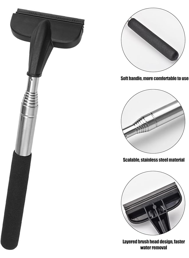 KASTWAVE 2Pcs Car Window Mini Squeegee, Portable Tiny Car Side Mirror Squeegee Retractable Car Windshield Wiper To 39.5 In Windshield Squeegee For Car Windows Universal Car Cleaner Tool Accessories - Image 5