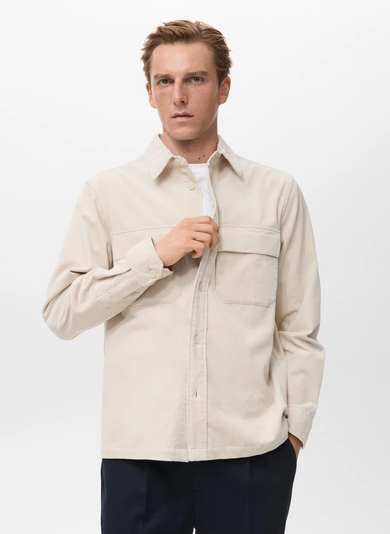 Mango Man Corduroy overshirt with pockets