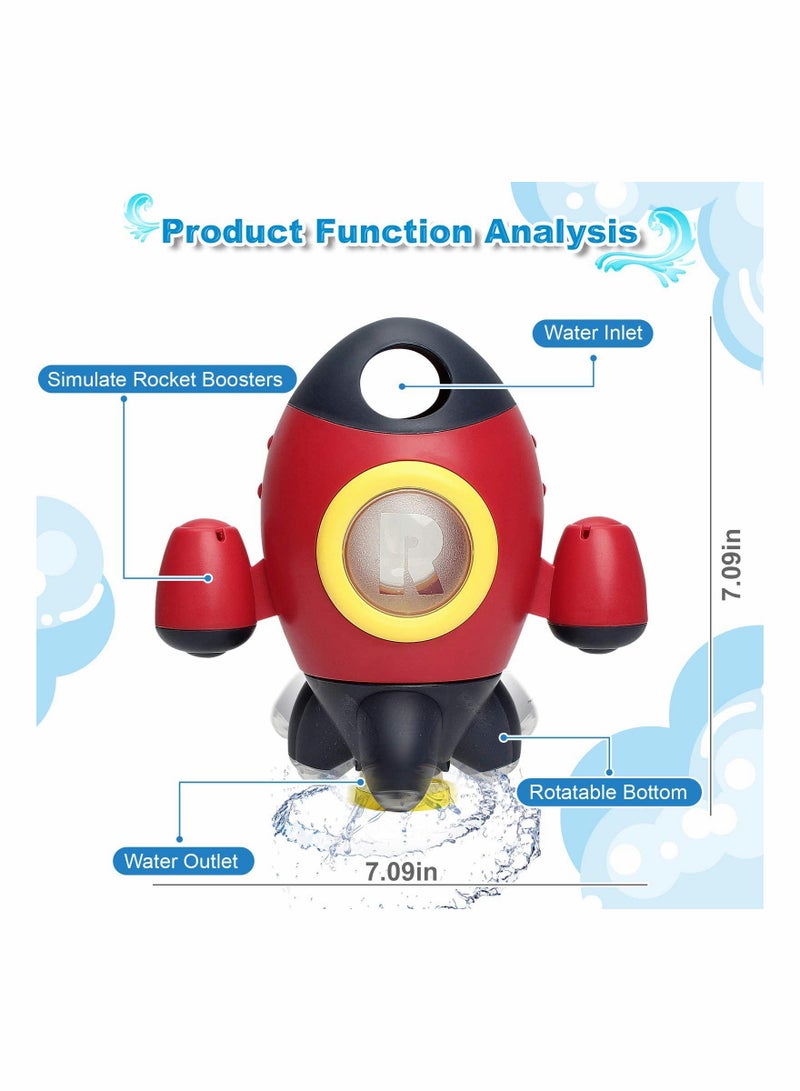 Bath Toys | Bath Toys for Toddlers 1-3 Years Old | Space Rocket Spray Water with Rotatable Fountain Shower Bathtub Toys | Baby Shower Bath Toys for Toddlers Boys Girls 1 2 3 4 Years - Image 5