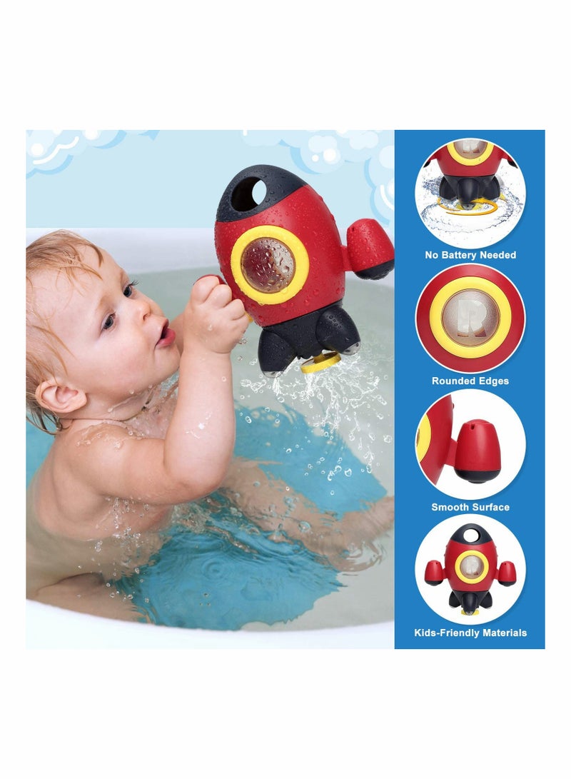 Bath Toys | Bath Toys for Toddlers 1-3 Years Old | Space Rocket Spray Water with Rotatable Fountain Shower Bathtub Toys | Baby Shower Bath Toys for Toddlers Boys Girls 1 2 3 4 Years - Image 4