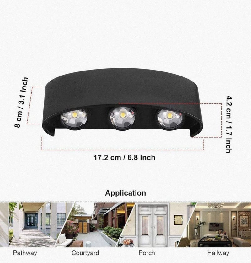 PIXORA Modern Up Down Outdoor and Indoor LED Wall Lamp Waterproof IP65 12W Warm White - Image 5