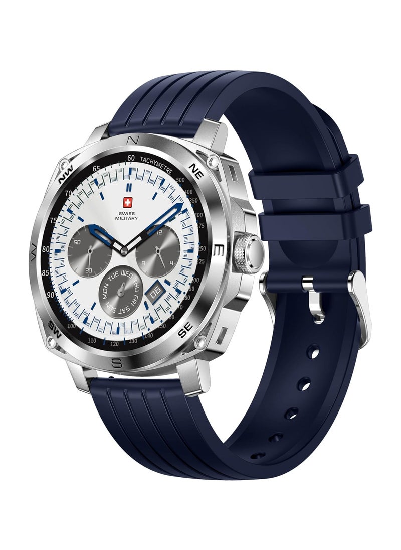 SWISS MILITARY Swiss Military Dom 4 Smartwatch - 1.43" AMOLED, Call Features, Multi Language, Heart Rate/BP/Oxygen Level Monitoring, Wireless Charging, 5-7 Days Battery Life,IP67, Compatibility: iOS/Android- Blue  - Image 4
