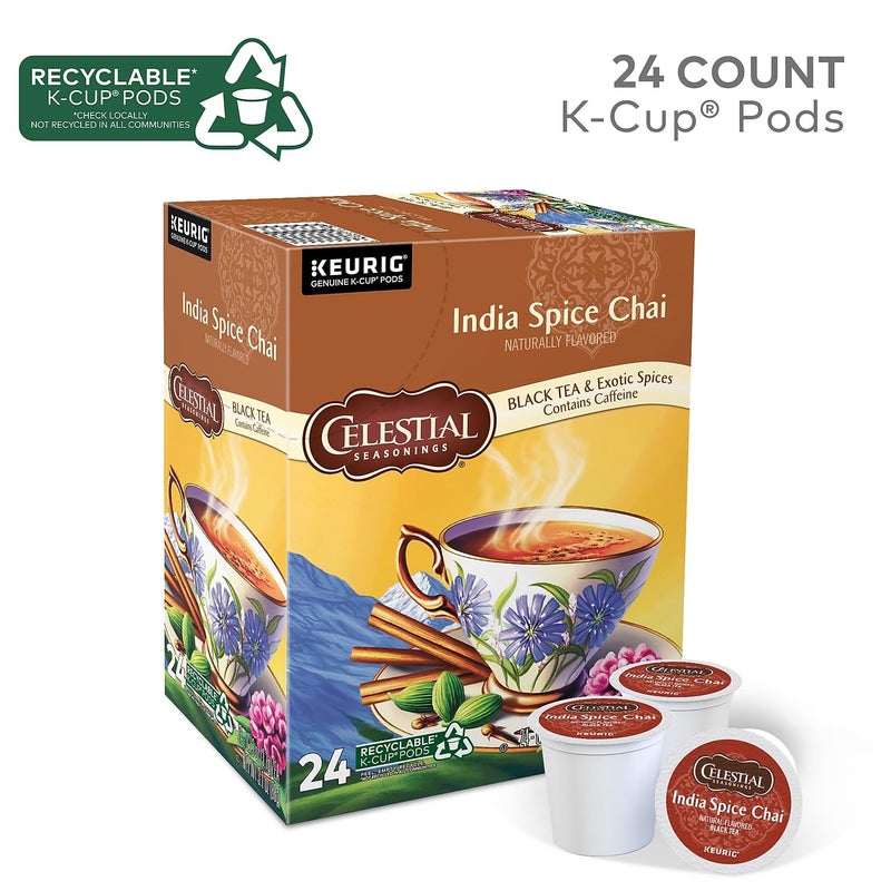 Celestial Seasonings India Spice Chai, K-Cup Portion Pack for Keurig K-Cup Brewers, 24-Count - Image 2