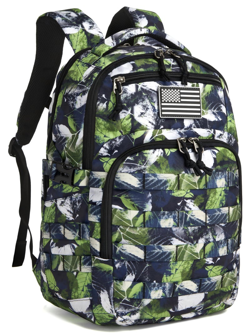 Wotony Military tactical backpack backpack for men black small tactical assault bag green leaves 185 inch - Image 2