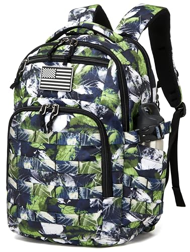 Wotony Military tactical backpack backpack for men black small tactical assault bag green leaves 185 inch - Image 3