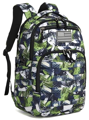 Wotony Military tactical backpack backpack for men black small tactical assault bag green leaves 185 inch - Image 1