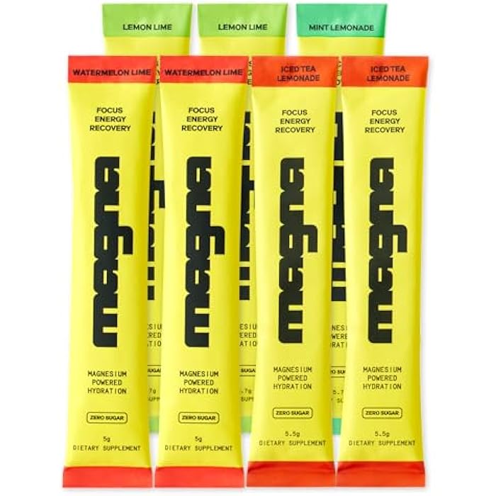 MAGNA Electrolytes Powder Drink Mix for Hydration, Energy & Focus Support with Magnesium L Threonate, Sodium, Potassium, Vitamin D, B6 & B12, Sugar Free, Variety Pack, 7 Servings - Image 1