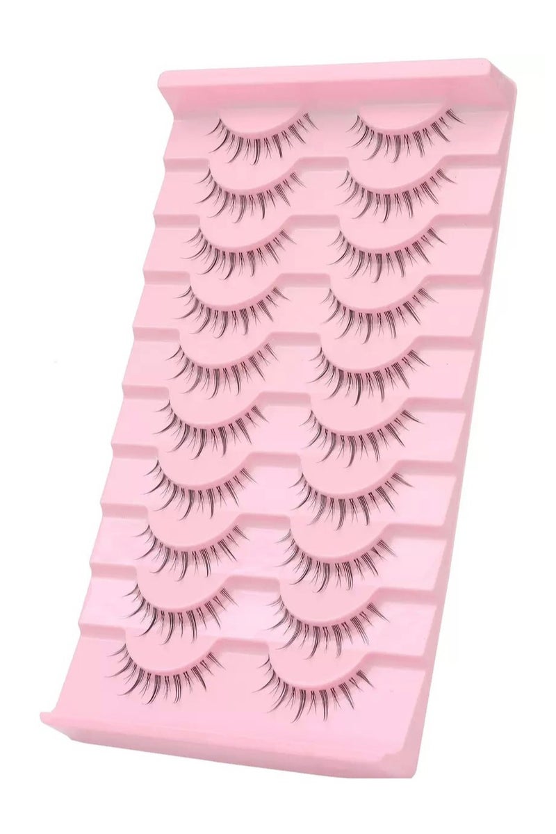 رموش صناعية طبيعية جذعية شفافة، رموش صناعية فائقة النعومة وطبيعية رموش صناعية فو قطعة واحدة، مكياج يومي للعينين - Image 1