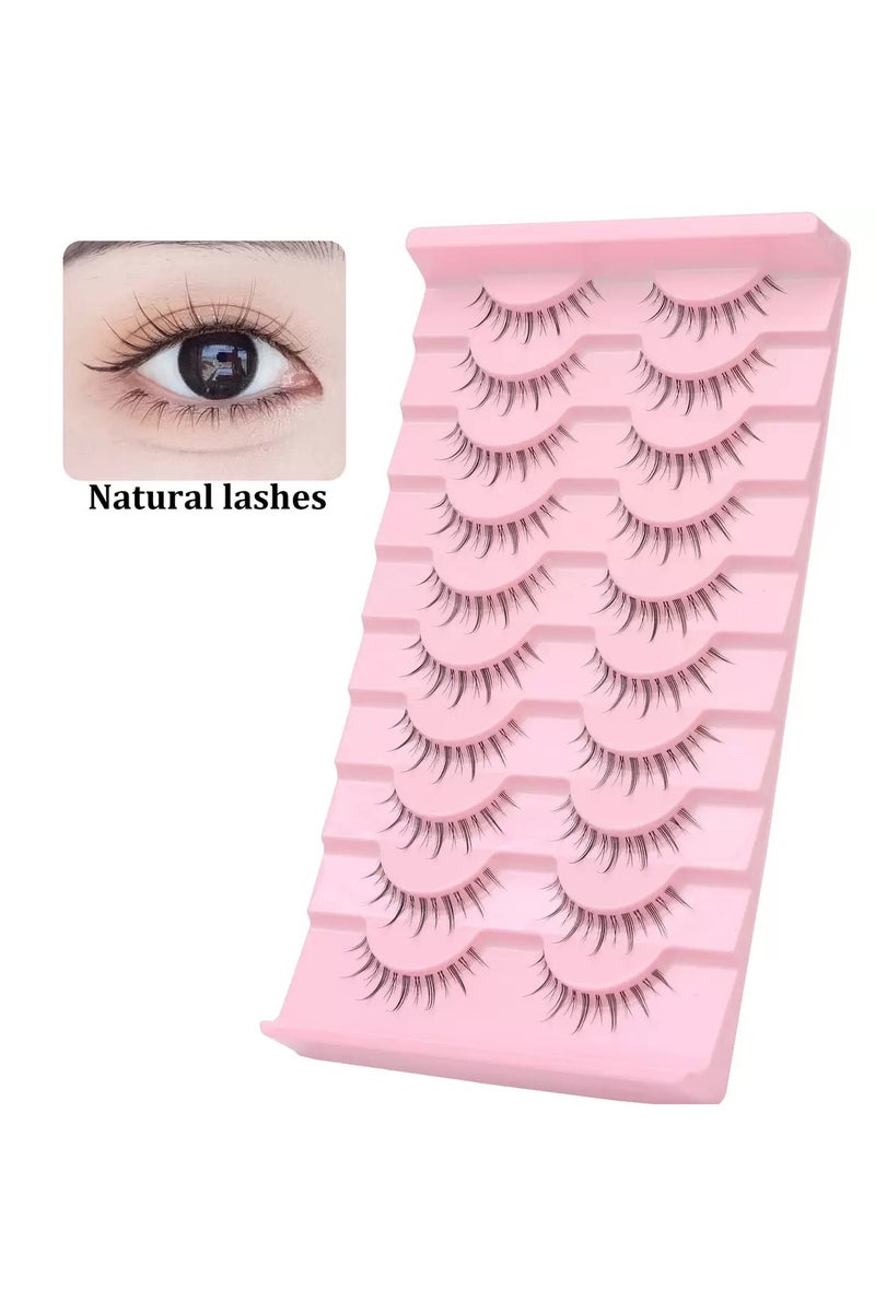 رموش صناعية طبيعية جذعية شفافة، رموش صناعية فائقة النعومة وطبيعية رموش صناعية فو قطعة واحدة، مكياج يومي للعينين - Image 3