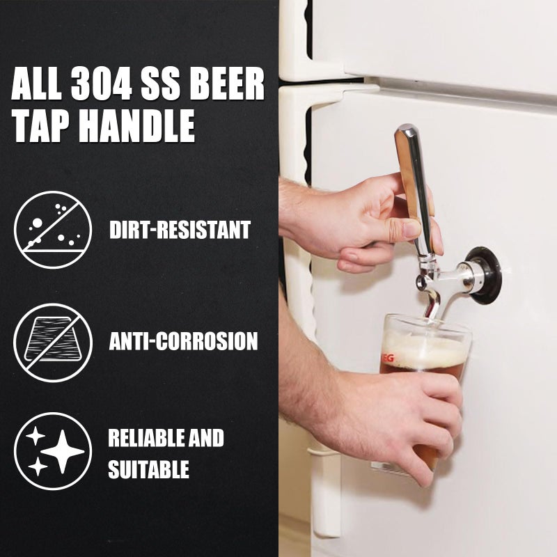 Mrbrew Beer Tap Handle, Upgraded Beer Faucet Handle 304 Stainless Steel Beer Keg Tap Handle Commercial Standard 3/8â€Threading Kegerator Tap Handle for Kegerator Tower Stout Nitro Coffee Tap Draft Beer - Image 2