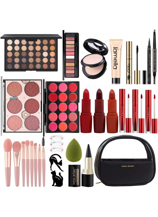 MISS ROSE M MISS ROSE M All In One Makeup Kit for Women Full Kit,Multipurpose Makeup Sets,Beginners and Professionals Alike,Easy to Carry (Black)  - Image 1