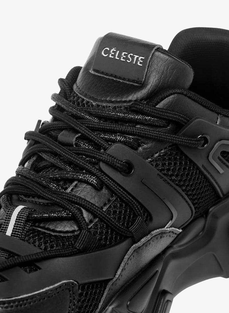 سيليست سنيكرز نسائي بنعل سميك بتفاصيل جانبية وإغلاق برباط - Image 3