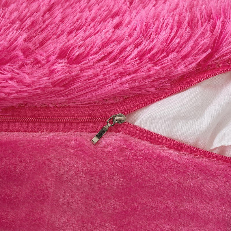 ANRODUO Pack of 2 Hot Pink Throw Pillow Covers Luxury Fluffy Pillows Faux Fur Decorative Pillows Plush Cushion Case Fuzzy Mongolian Merin Style for Bed Couch Sofa Living Room Spring Decor 18x18 Inch - Image 5
